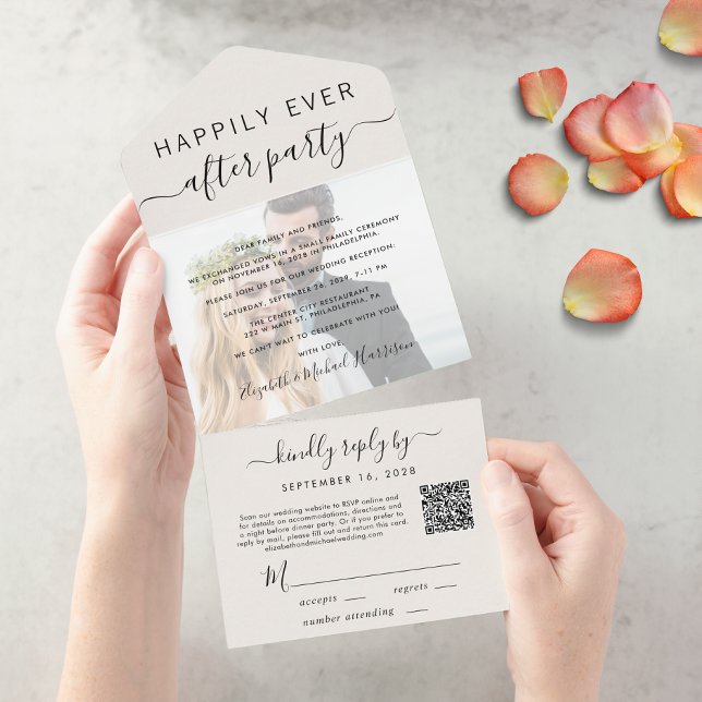 Elegant Photo QR Code Wedding Reception All In One Invitation (Creator Uploaded)