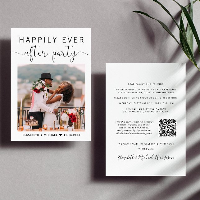 Elegant Photo QR Code Wedding Reception Invitation (Creator Uploaded)