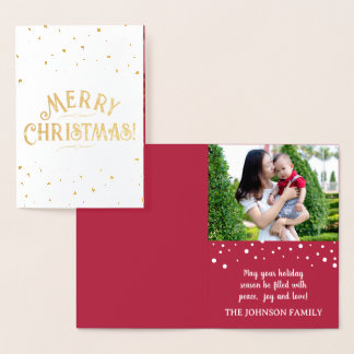 Elegant Photo Red Christmas Gold/Silver Foil Card