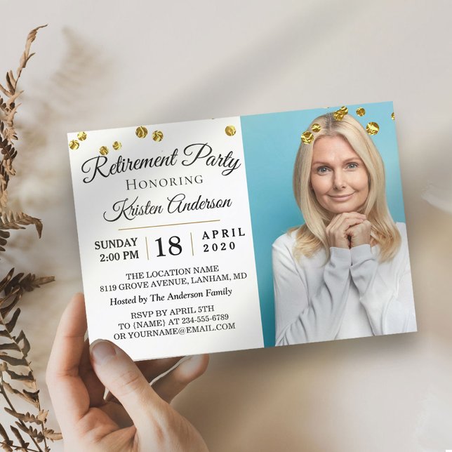 Elegant Photo Retirement Party Invitation (Creator Uploaded)