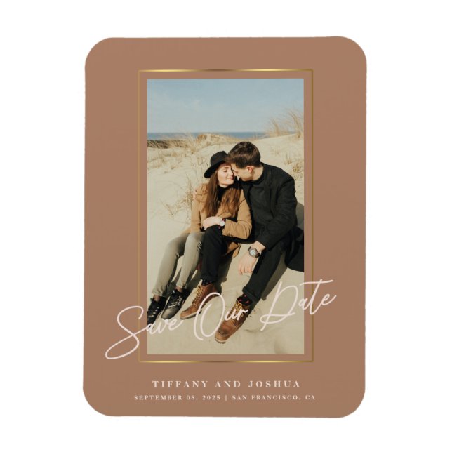 Elegant Photo Save The Date Flexible Photo Magnet (Vertical)