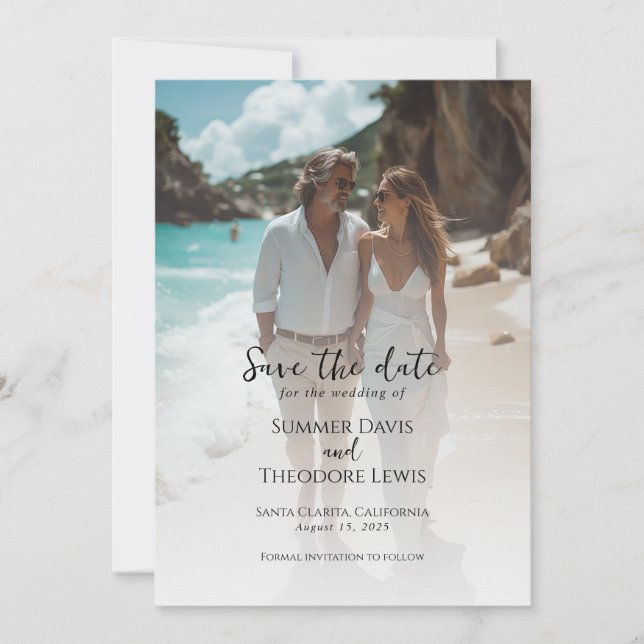 Elegant photo Save the Date invitation (Front)