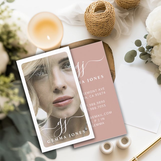 Elegant Photo Script Calligraphy Monogram  Business Card (Creator Uploaded)