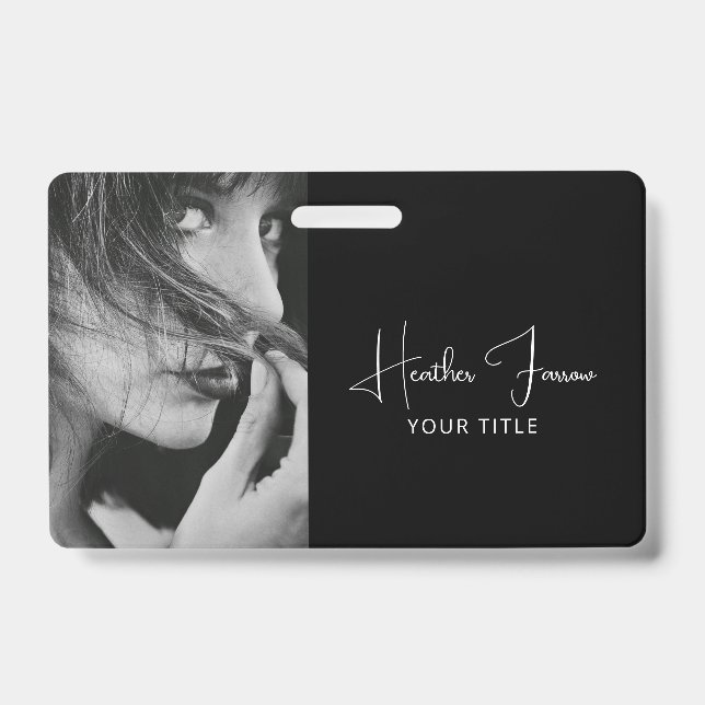 Elegant Photo Script Name Title  Badge (Front)
