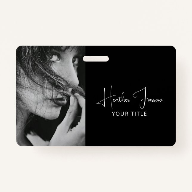 Elegant Photo Script Name Title  Badge (Front)