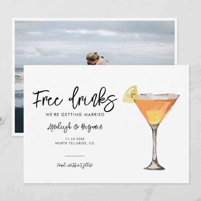 Elegant Photo Script Wedding Save The Date (Front/Back)