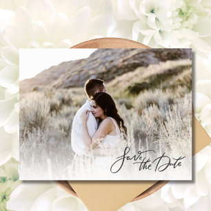 Elegant Photo Script Wedding Save the Date Announcement Postcard