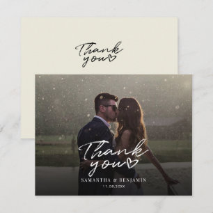 Elegant Photo Script Wedding Thank You Card