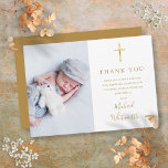 Elegant Photo Signature Script Baptism Thank You Card<br><div class="desc">An elegant gold signature script photo Baptism or Christening thank you card. Personalize with your special photo and thank you message set in chic gold lettering. Designed by Thisisnotme©</div>