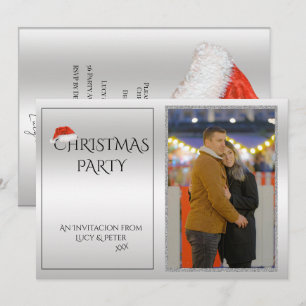 Elegant Photo Silver Christmas Party Invitation