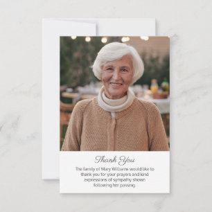 Elegant Photo Simple Funeral Thank You Card