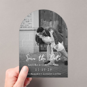 Elegant Photo Simple Modern Wedding Save the Date Acrylic Invitations