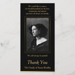 Elegant Photo Sympathy Thank You with gold piping