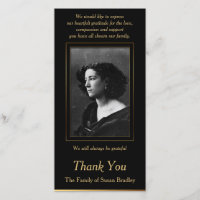 Elegant Photo Sympathy Thank You with gold piping
