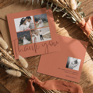 Elegant Photo Terracotta Wedding Thank You Card