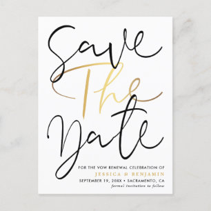 Elegant Photo Vow Renewal Save The Date Announcement Postcard