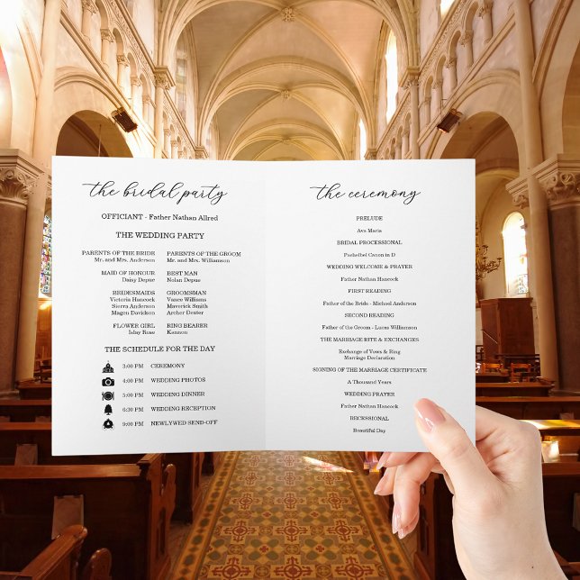 Elegant Photo Wedding Ceremony Timeline Program (Creator Uploaded)