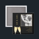 Elegant Photo, Wedding Champagne  Magnet<br><div class="desc">Wedding Magnet. Elegant, classy and modern photo gift for your special day with gold champagne glasses. Change the example photo for your own to make this a special unique personal product for your event. Fashionable and sophisticated design (suitable for any age/event). All text, font and font colour is fully customizable...</div>