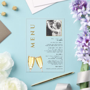 Elegant Photo Wedding Champagne Menu Acrylic Invitations
