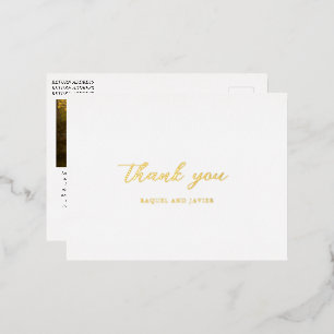 Elegant Photo Wedding Foil Thank You Postcard