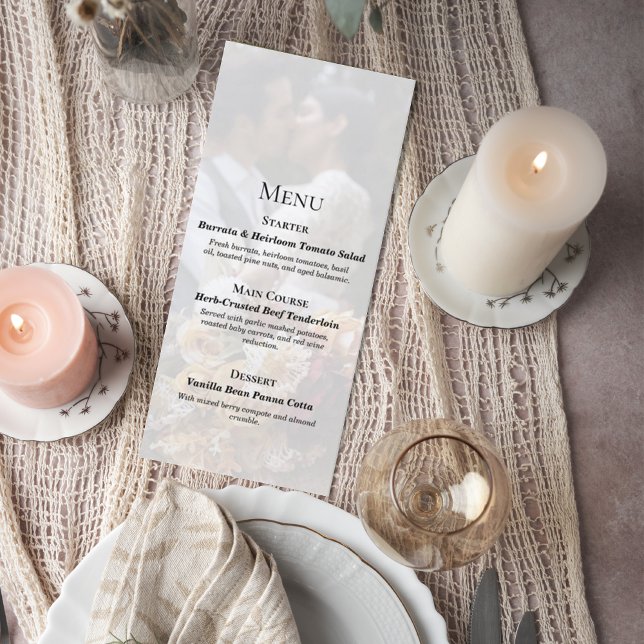 Elegant Photo Wedding Menu Card (Creator Uploaded)