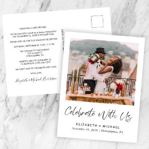 Elegant Photo Wedding Reception Announcement Postcard