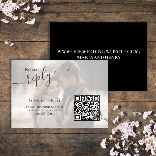 Elegant Photo Wedding RSVP Qr Code Card