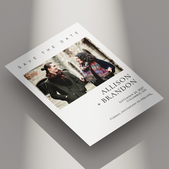 Elegant Photo Wedding Save The Date (Elegant Minimalist Photo Save the Date Card Personalized)