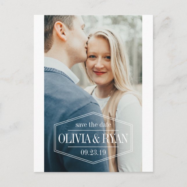 Elegant photo wedding save the date announcement postcard (Front)
