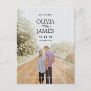 Elegant photo wedding save the date announcement postcard