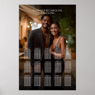 Elegant photo wedding seating chart 15 tables