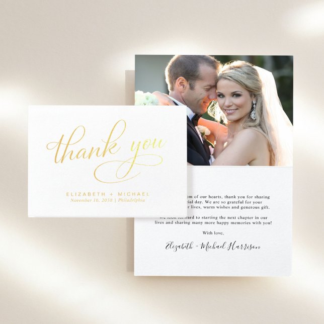 Elegant Photo Wedding Thank You Foil Card (Creator Uploaded)