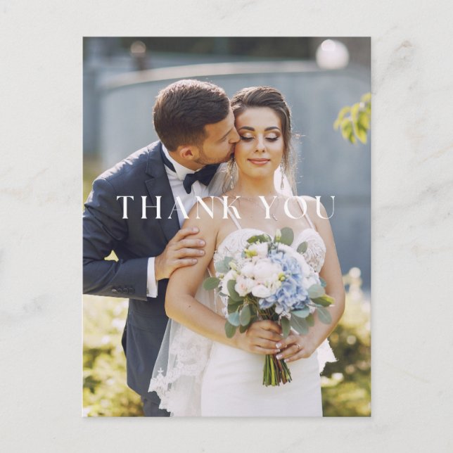 Elegant Photo Wedding Thank You postcard (Front)