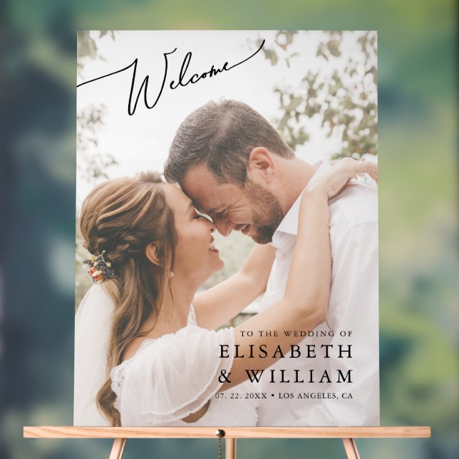 Elegant Photo Wedding Welcome Acrylic Sign (Neutral)
