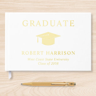 Elegant Photo White Gold Graduation Party Guest Book