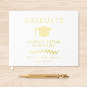 Elegant Photo White Graduation Party Guest Book