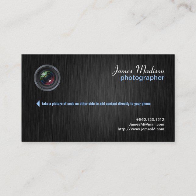 Elegant Photography Business Card w/ QR Code II (Front)