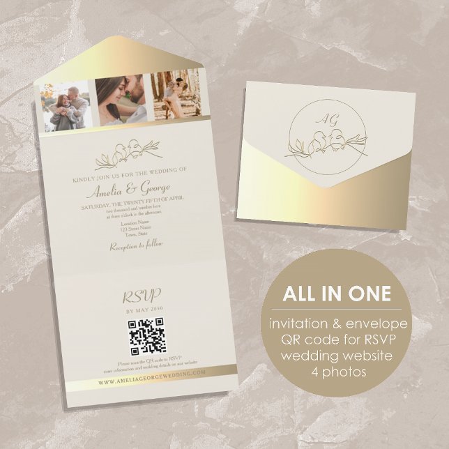 Elegant Photos Wedding RSVP QR Code All In One Invitation (Creator Uploaded)