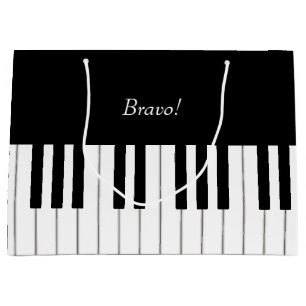 Elegant Piano Keyboard Custom Name & Message Large Gift Bag