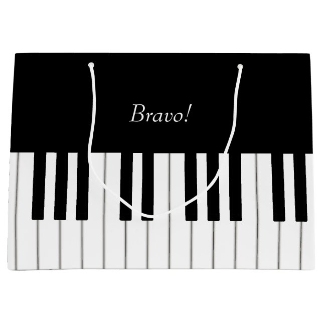 Elegant Piano Keyboard Custom Name & Message Large Gift Bag (Front)