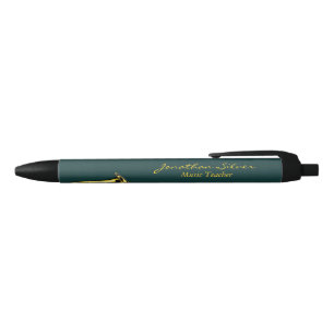 Elegant Piano Keys & Saxophone Music Teacher Black Ink Pen
