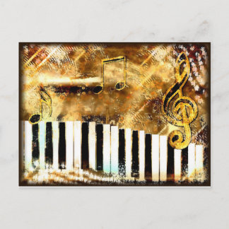 Elegant Piano Music & Notes Postcard