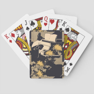 Elegant Piano Player Playing Cards