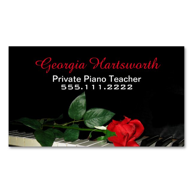 Elegant Piano Teacher Business Magnet (Front)