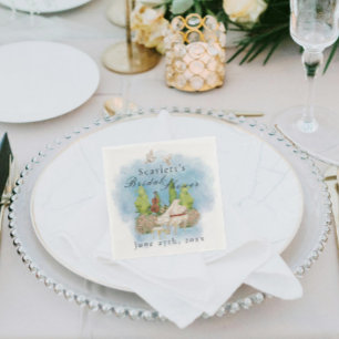 Elegant Piano Violin doves  flowers Bridal Shower Napkin