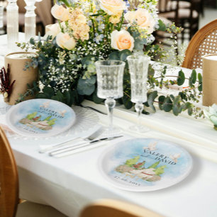 Elegant Piano Violin flower doves Wedding Luxury Paper Plate