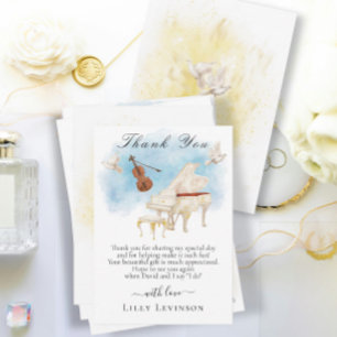 Elegant Piano with Violin and Doves Thank You Card