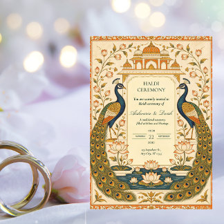 Elegant Pichwai Indian Haldi Ceremony Invitation