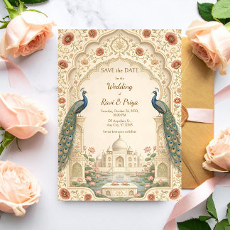 Elegant Pichwai Indian Wedding Save the Date