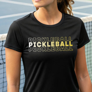 Elegant Pickleball Typography White Golden Yellow T-Shirt